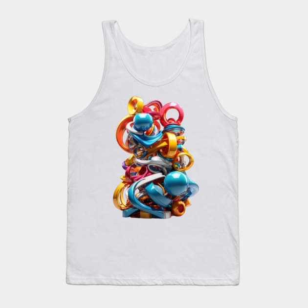 Colorful Glossy Geometric Collage Of 3D Shape Stacks Tank Top by Tankuss 